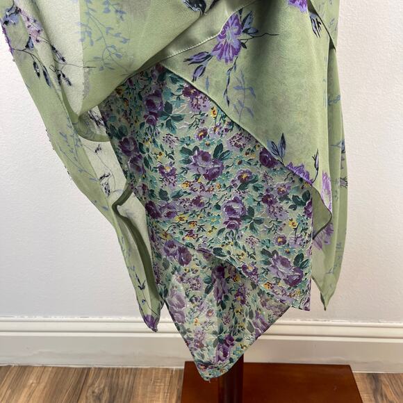 Vintage 90s y2k Eva Blue Green Purple Fairy Whimsy Floral Midi Dress Size Small - Picture 8 of 13